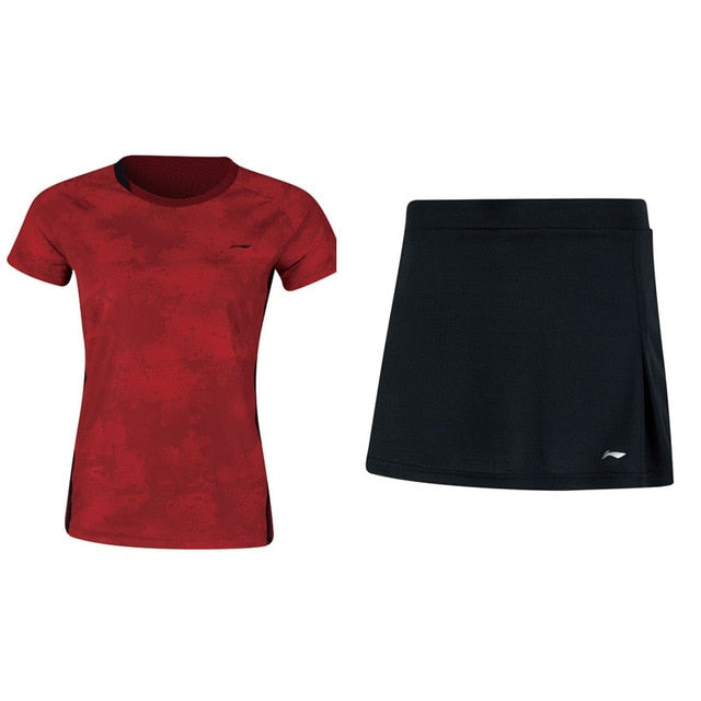 Li-Ning Women's Badminton Competition Sets T-shirts + Skirts Suits Breathable AT DRY LiNing Sports Set AATN012 WAT1167