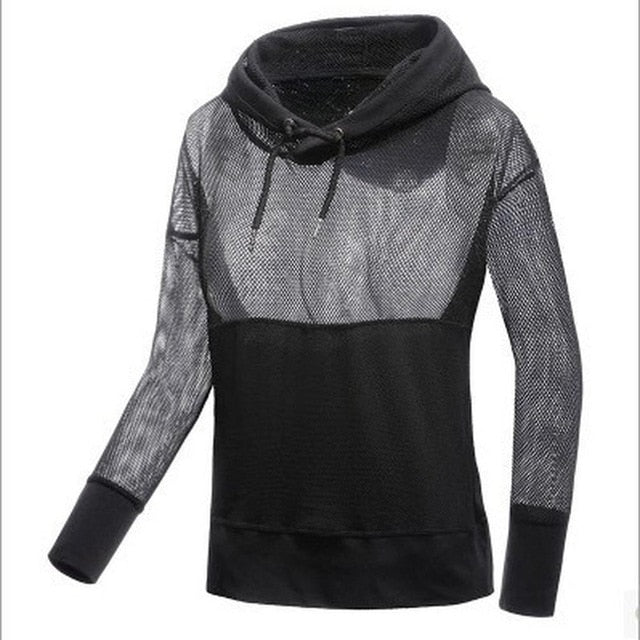 Women's Yoga Net Crop Top Short Sleeve Sports Shirts Mesh Blouse Long Sleeve Running Gym Fitness Mesh T Shirt
