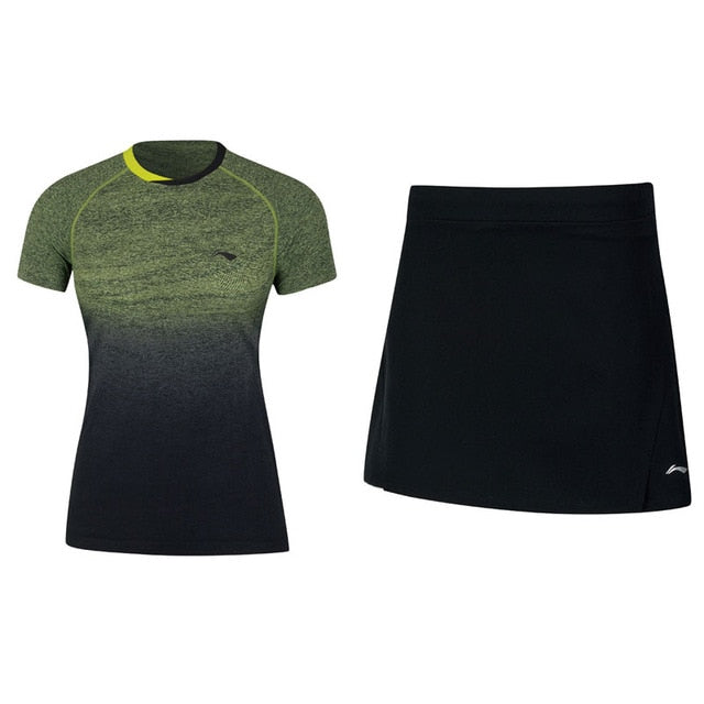 Li-Ning Women's Badminton Competition Sets T-shirts + Skirts Suits Breathable Professional LiNing Sports Set AATN018 WAT1166